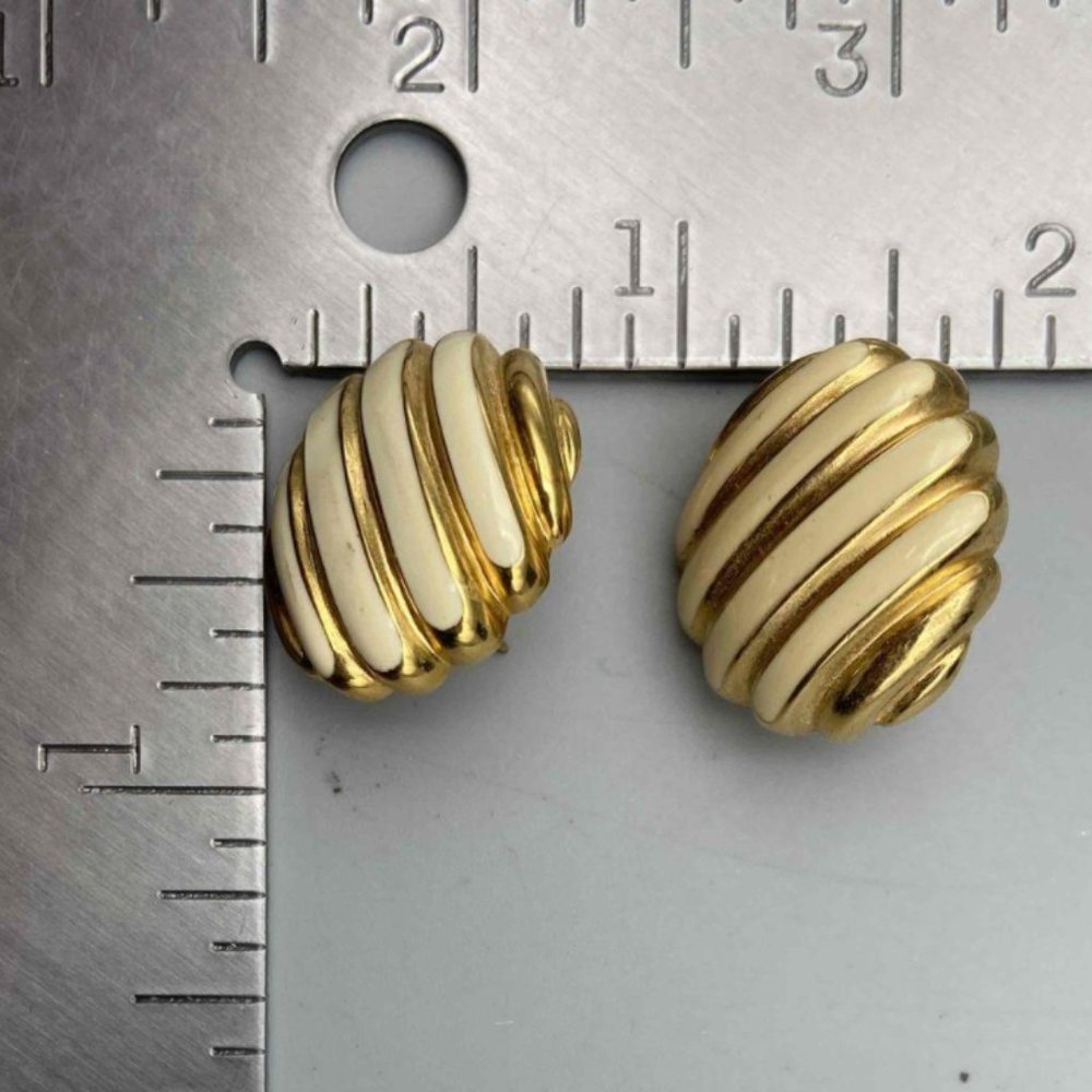 Vintage Givenchy Signed Pierced Button Earrings F… - image 2